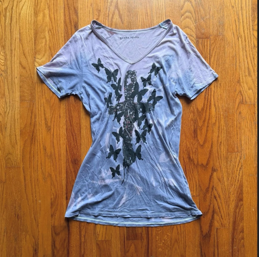 Gunda X Kmrii Rare Collabaration Purple Butterfly T Shirt